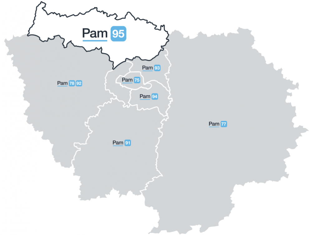 Carte du PAM 95 et des PAM en Ile-de-France